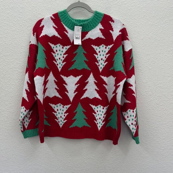 33 Degrees Christmas Tree Knit Oversize Pullover Sweater Womens size XXS NEW - Picture 1 of 8